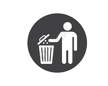 垃圾桶标志图标矢量图白色环境篮子生态插图塑料绿色卡车回收垃圾箱图片