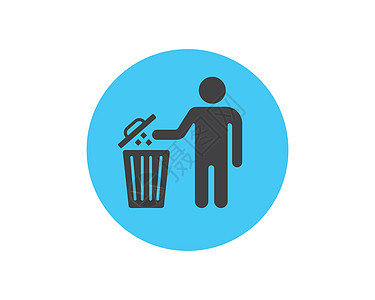 垃圾桶标志图标矢量图倾倒垃圾箱塑料回收环境绿色白色篮子卡车插图图片