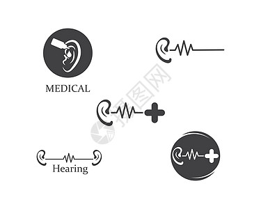 耳朵标志图标矢量设计它制作图案声学耳炎体积生物学医疗运河测试感官听觉科学图片