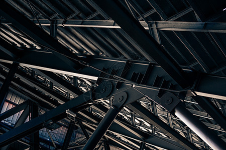 大型建筑的金属载体结构含金属框架场景城市太阳工程蓝色技术建筑学钢结构房子图片