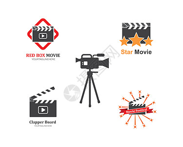 工业电影和电影节Vec的电影图标相机麦克风工作室娱乐场景夹子视频插图导演录音机图片