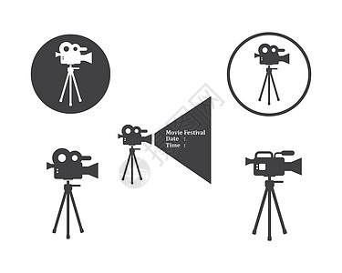 电影 电影录制者标志 工业电影的图像矢量插图图标i录音机记录夹子运动记板隔板行动制作人摄影生产图片