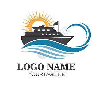 Logo 试样板矢量图标插图运输港口船运汽艇油船货物太阳乘客海军游艇图片