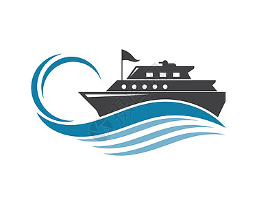 Logo 试样板矢量图标插图运河游艇港口驳船海洋海浪标识旅游海军钓鱼图片