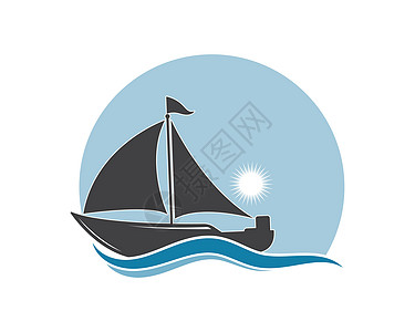 Logo 试样板矢量图标插图标识钓鱼汽艇乘客运河罗盘汽船港口血管海浪图片