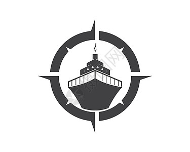 Logo 试样板矢量图标插图蓝色驳船假期汽船货物钓鱼运河汽艇旅游海浪图片