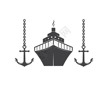 Logo 试样板矢量图标插图汽船海浪港口运河油船血管驳船标识货物罗盘图片