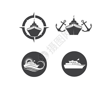 Logo 试样板矢量图示设计旅行标识汽船运河油船海军船舶旅游驳船货物图片