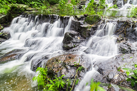 国家公园的小型瀑布旅行荒野溪流苔藓叶子风景假期热带环境天堂图片