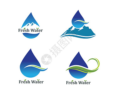 水滴和山号Logo图标矢量说明设计叶子环境商业高度标识网络液体蓝色生态技术图片