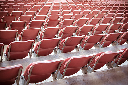 足球场的红色空席位民众游戏数字竞技场塑料水平建筑座位音乐会长椅图片