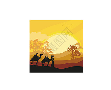非洲野地貌的贝都因人骆驼大篷车图片