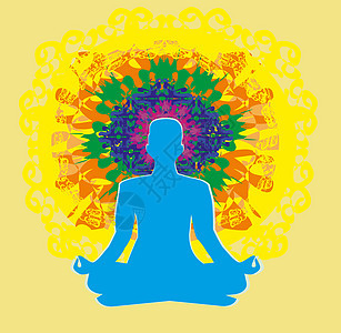 人类的能量体 气 气 力 能量活力男人插图精神身体康复瑜珈光环冥想宗教图片