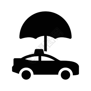 汽车伞式雨伞黑色车辆街道运输网络安全旅行标识机器民众插画