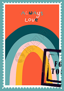 浪漫的邮票 情人节的信封和卡片 自上而下的视图 用于网页设计和印刷的现代矢量插图 复古邮票 信函和邮政投递概念标签离别收藏投资笔图片