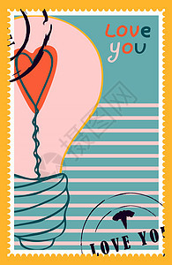 浪漫的邮票 情人节的信封和卡片 自上而下的视图 用于网页设计和印刷的现代矢量插图 复古邮票 信函和邮政投递概念字体标签邮资收藏情图片