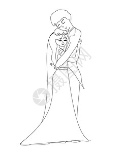 新娘和新郎涂鸦插图绘画妻子庆典魅力卡通片框架仪式快乐味道夫妻图片