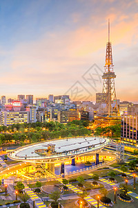 日本名古屋市中心天际建筑物市中心旅行旅游场景地区都市日落风景城市图片