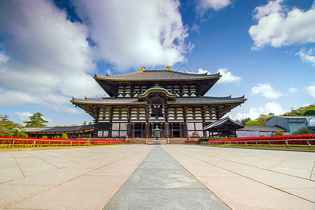 日本奈拉的Todaiji寺庙世界旅游木头纪念碑宗教大厅蓝色游客遗产地标图片