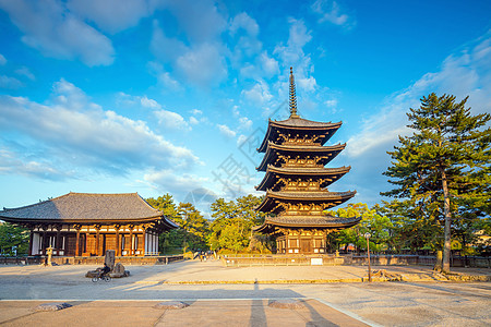 日本奈拉的五座神塔Kofukuji寺庙故事宝塔天空佛教徒世界文化旅行地标遗产传统图片