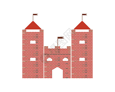 城堡标志图标矢量插图设计据点建筑学盔甲旗帜公主施工幻想国王堡垒魔法图片