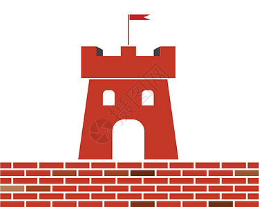 城堡标志图标矢量插图设计卡通片故事盾牌骑士历史建筑童话建筑学旗帜据点图片