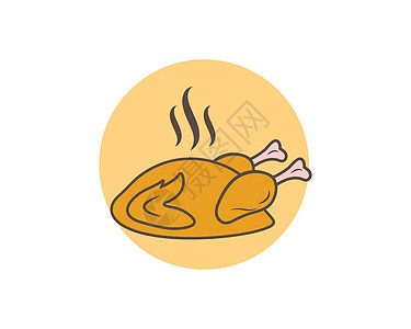 它制作图案炸鸡图标标志家禽午餐卡通片鸡腿插图菜单横幅掘金餐厅薯条图片