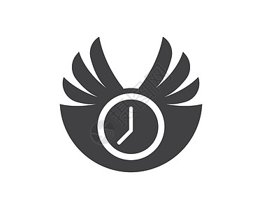 时间和时钟及翅膀徽标图标浪费时间和时间流出说明i小时苍蝇插图速度手表白色警报海报图片