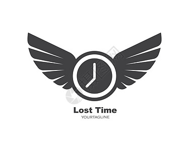 时间和时钟及翅膀徽标图标浪费时间和时间流出说明i插图手表海报速度苍蝇白色小时警报图片
