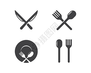 叉子 勺子徽标矢量图用餐盘子烹饪插图餐厅白色午餐食物面条厨房图片