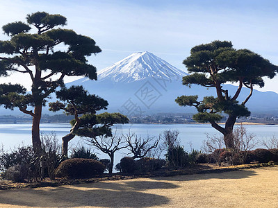 日本富士山和川口子湖的美丽景色祝福顶峰环境假期海洋天空旅行水位农村天气图片