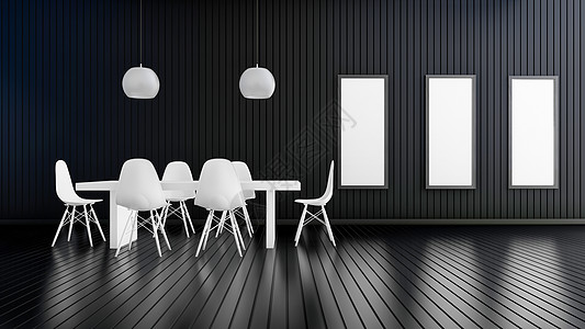 现代客厅 有白桌和白灯空白房间地面白色扶手椅建筑学海报房子家具框架背景图片