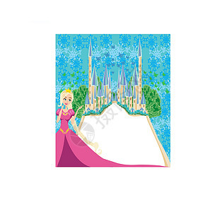 美丽的童话城堡框架荒野绘画插图故事艺术溪流卡片夹子树木想像力图片
