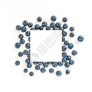 白白的蓝莓与白圆隔绝促销高架剪裁水果浆果小路蓝色正方形饮食食物图片
