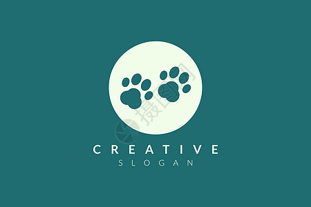 动物脚印的标志性设计 适用于社区 商业和产品品牌的极简主义和现代矢量设计图片