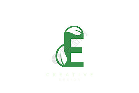 叶叶和字母字母的组合 最小度和简单的绿色设计Green植物发芽书法生态热带生长温泉农业环境花园背景图片