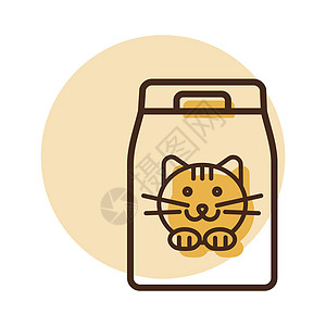 猫食袋矢量图标 宠物动物标志营养托盘卡通片店铺洗手间小吃小猫插图饮食图片