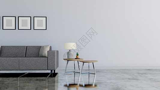 有沙发床和白灯的现代客厅建筑学公寓家具奢华海报扶手椅空白地面框架房子图片