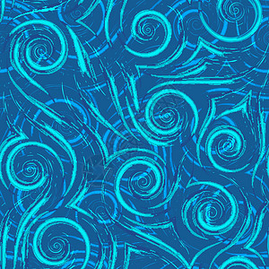 矢量无缝地在蓝色和绿绿色中流的笔划或波浪 滑动螺旋条状和角光纹 以装饰纸织物图片