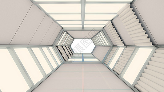 3d 抽象背景转换 六边形隧道和大门技术艺术走廊地面房间科学墙纸商业金子渲染图片