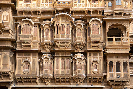 印度Jaisalmer的阳台建筑房子观光历史性工匠纪念碑旅行地标吸引力图片