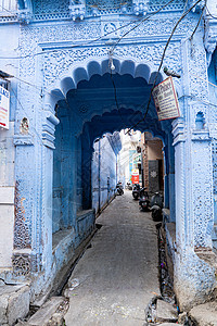印度 蓝色城市乔德普尔街道建筑旅行历史性吸引力木头旅游历史建筑学楼梯图片