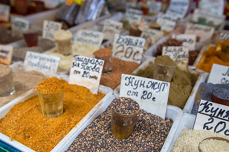 吉尔吉斯斯坦比什凯克Osh Bazar市场购物辣椒旅行食物香料味旅游观光美食胡椒图片