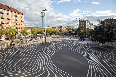 丹麦哥本哈根超级基连公园白色民众运输沥青艺术条纹正方形黑色城市邻里图片