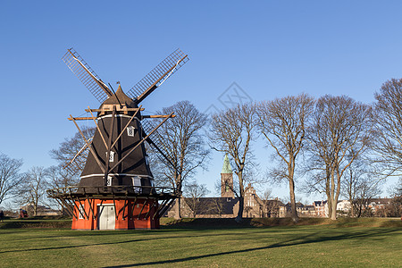 哥本哈根卡斯泰莱堡垒风车建筑学历史风景历史性乡村旅游车轮游客地标吸引力图片