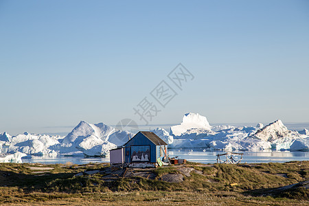 格陵兰罗德拜的蓝木屋图片