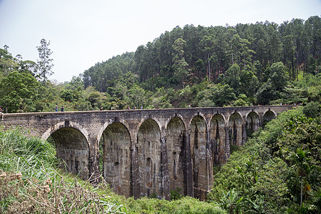 斯里兰卡德莫达拉著名的九座大桥绿色旅游火车高地爬坡地标游客运输观光铁路图片