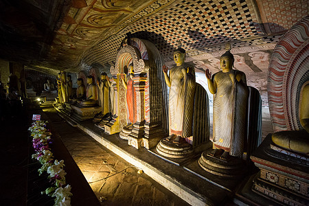 斯里兰卡达姆布拉洞穴寺内佛像文化旅游佛教徒世界游客艺术雕塑历史旅行纪念碑图片