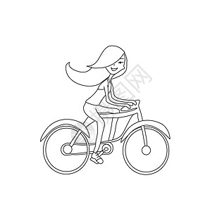 女孩骑自行车 - 涂鸦彩色书图片
