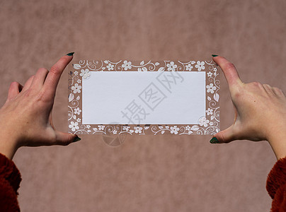 带有装饰花板框架 贺卡的文本空空空空间商业白色横幅标识空白卡片黑纸模板插图长方形图片